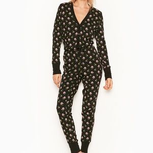 Victoria Secret  Black Floral Thermal Onesie - SM